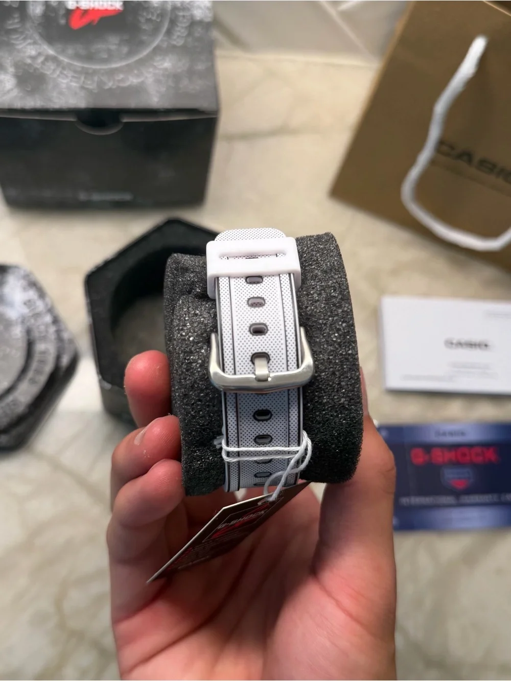 G-Shock Men’s Analog-Digital Watch — White & Yellow Accents